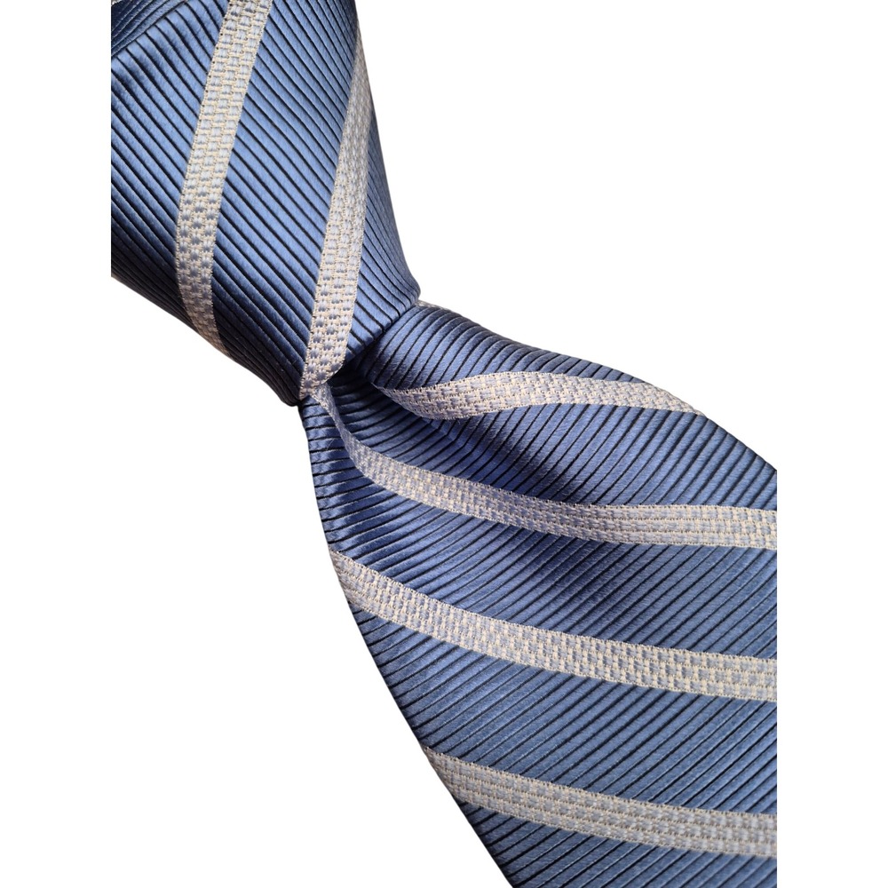 Jos. A. Bank Reserve Mens Blue Silver Striped Skinny Silk Necktie Classic Tie